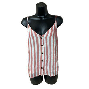 The Good Jane Womens Tank Top Size Medium Sleeveless Red Stiped Casual Shirt M